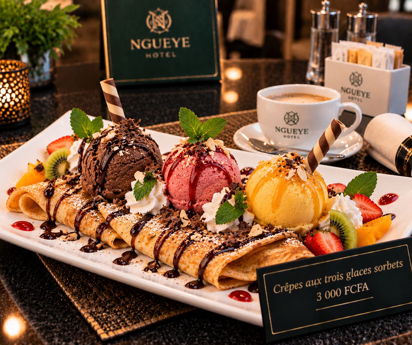 Crêpes aux trois sorbets