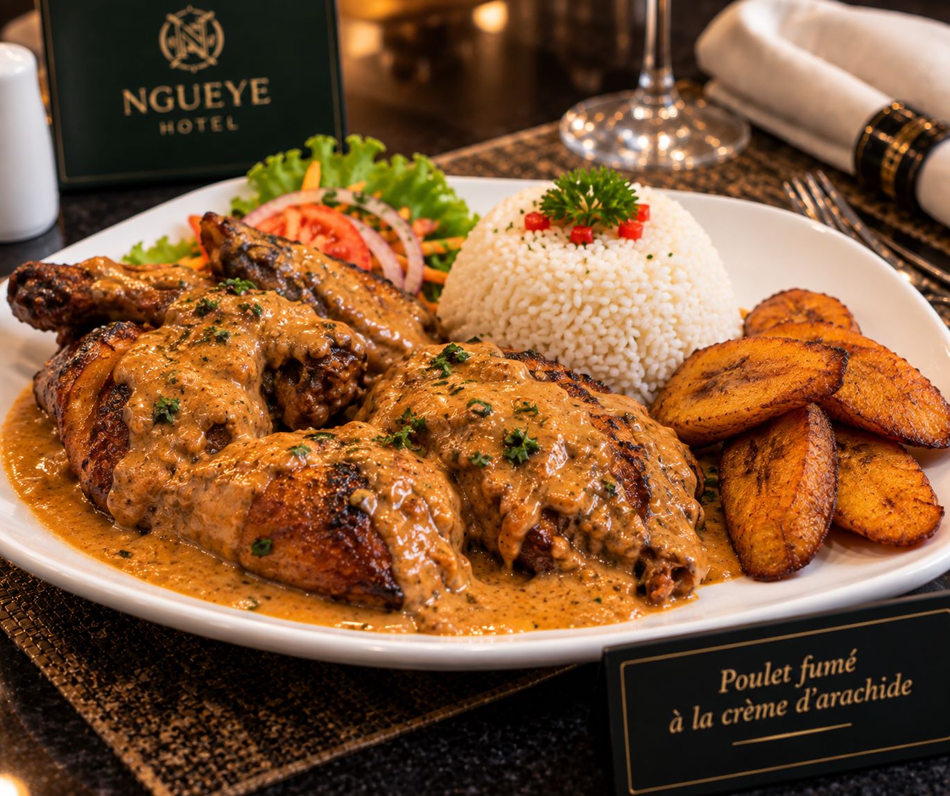 Poulet fumé sauce arachide